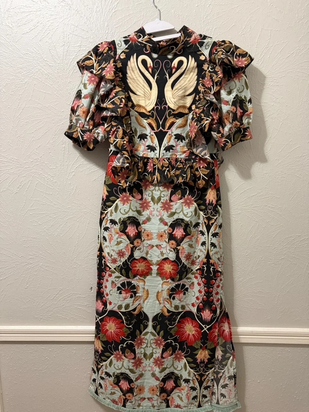 FARM Rio Blue Flowing Beauty Short Sleeve Midi Dress - Picture 1 of 5